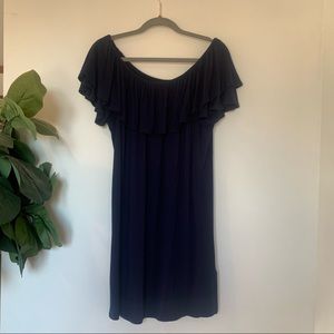 Navy blue off shoulder dress
